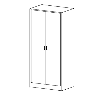 Tall Stainless Steel Medical Cabinetry line drawing 